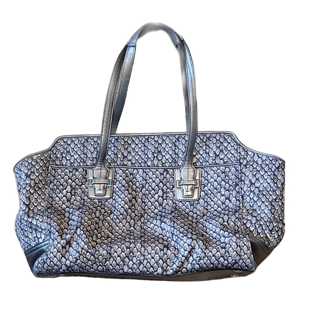 Grunge Glam Alt Gunmetal Gray Python Snake Coach Taylor Alexis Carryall Satchel